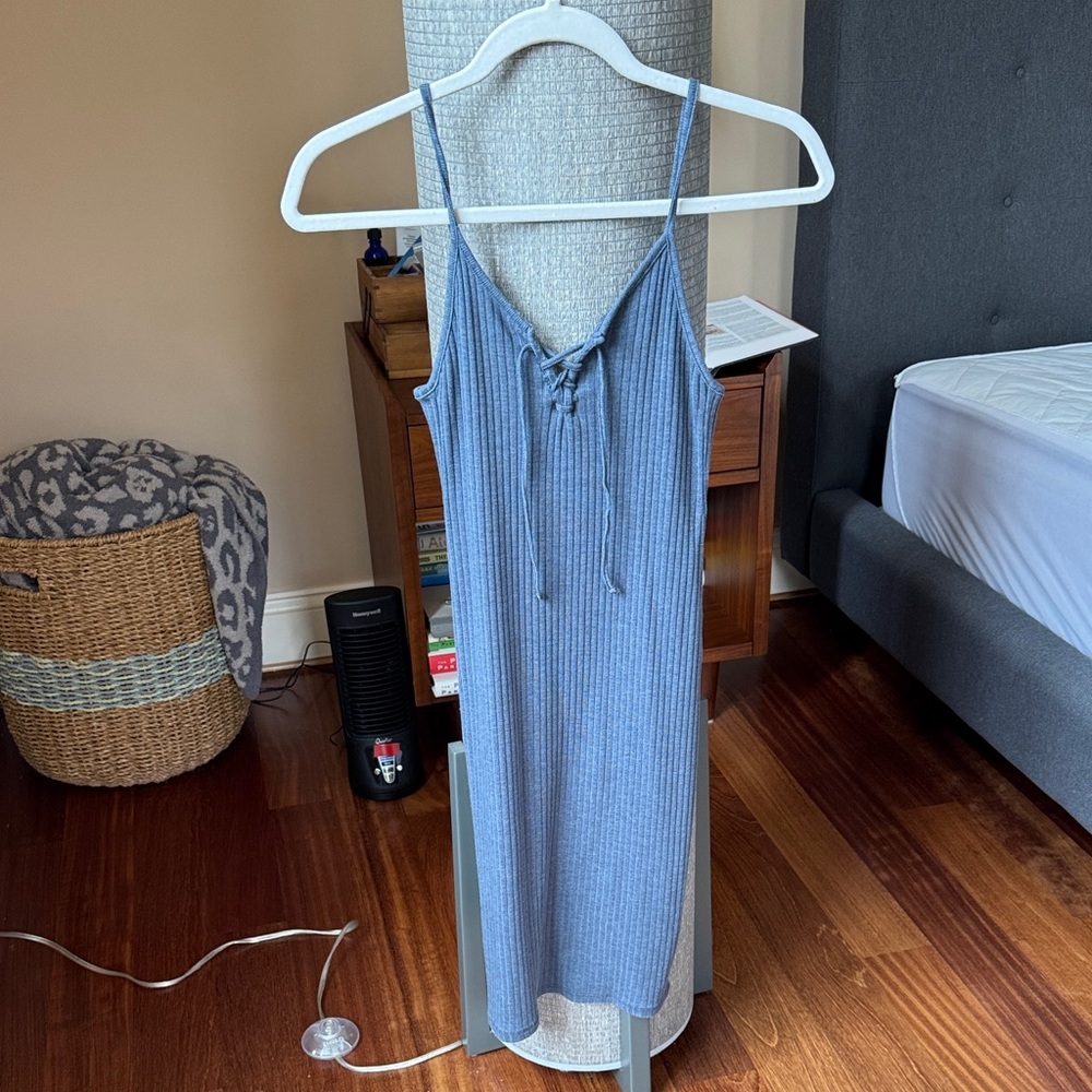 Topshop Blue Ribbed Mini Dress